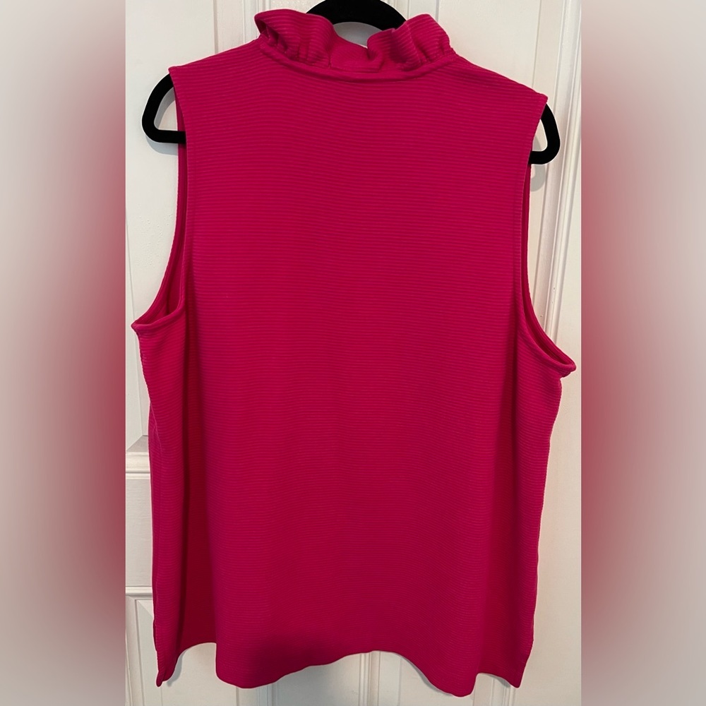 New! Crown & Ivy Fuchsia Pink Ruffle Neck Womens Sleeveless Blouse Size 2X NWT - Picture 13 of 13